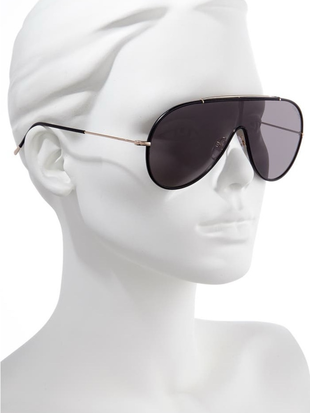Tom Ford Black Frame Shield Sunglasses with Dark Smoke Lens
